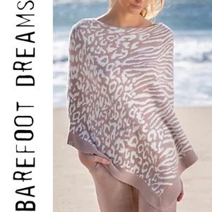 Barefoot Dreams CozyChic Ultra Lite Ocean Breeze Poncho Faded Rose Animal Print